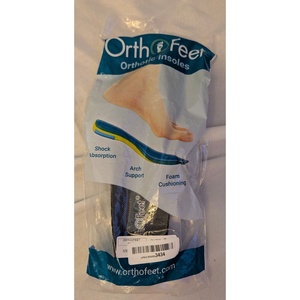 Orthofeet Orthotic Insoles Arch Support Pain Relief Size 7.5 8 8.5 9 9.5 10 10.5